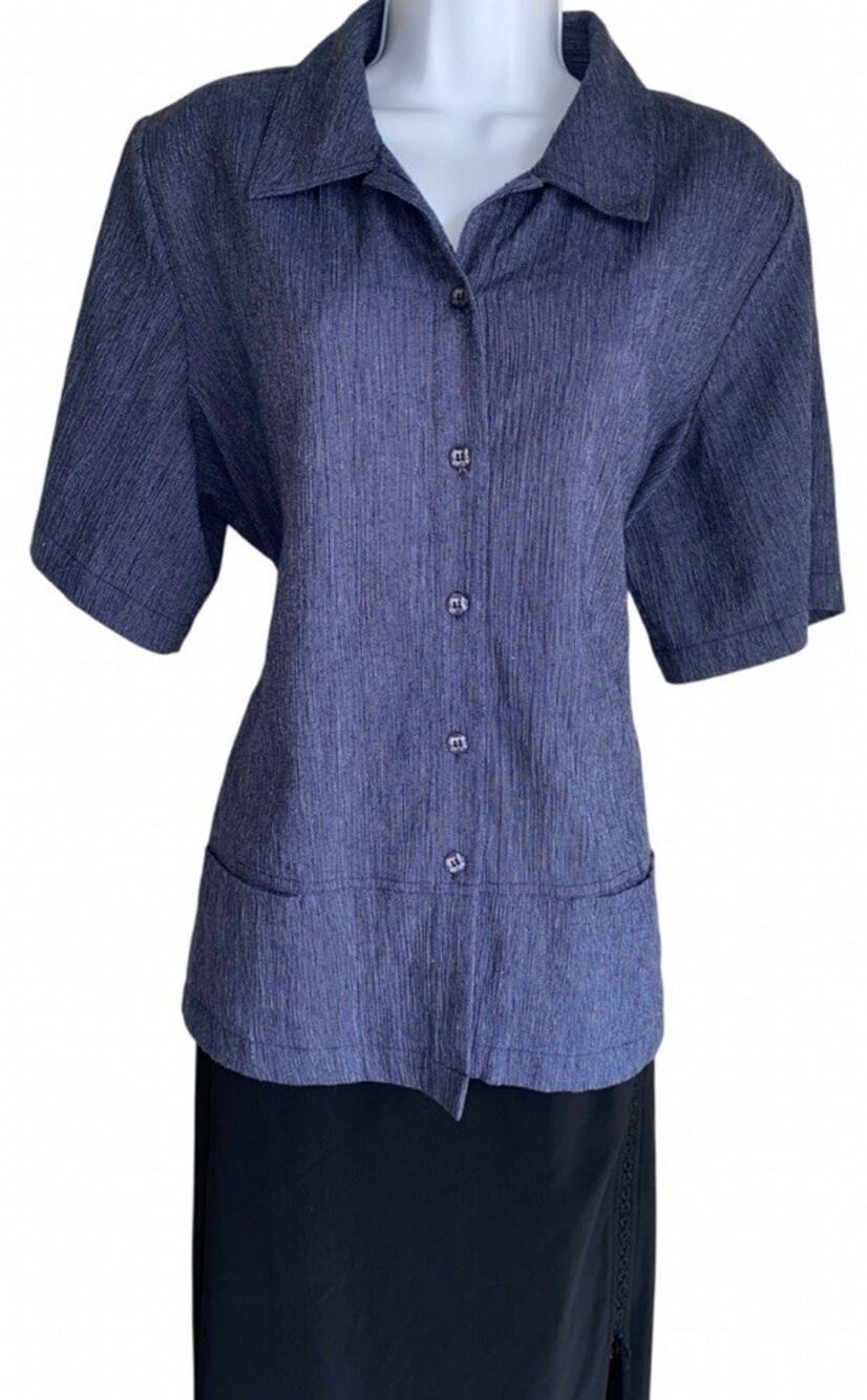 VTG Allison Daley Plus 16 Buttoned Career Blazer Blouse W Pockets Office Core